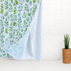 no hook shower curtain, green botanical curtain set, removable liner, washable