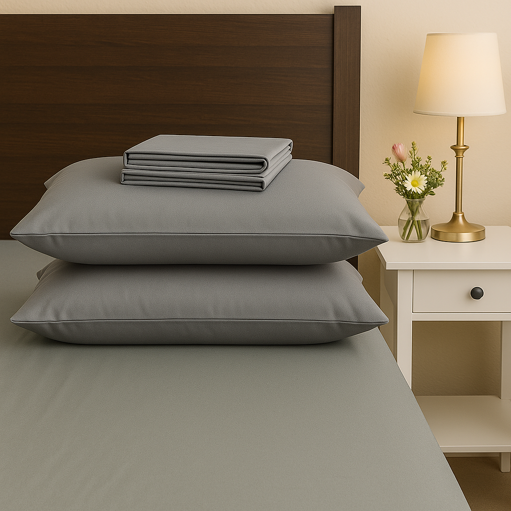 Grey soft bedsheet from Ulap, breathable and gentle on sensitive skin