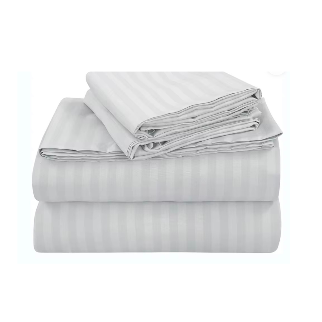 cotton striped white duvet set made in usa, soft, breathable, gentle on skin, designed for comfort loved by family