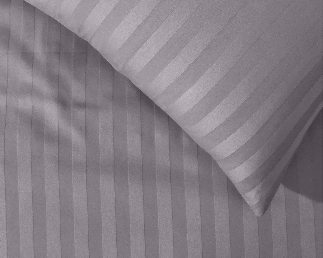 cotton striped grey duvet set made in usa, soft, breathable, gentle on skin, designed for comfort loved by family
