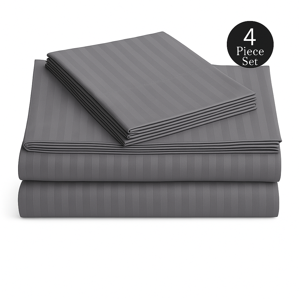 premium cotton striped white duvet set made in usa, soft, breathable, gentle on skin, designed for comfort loved by family